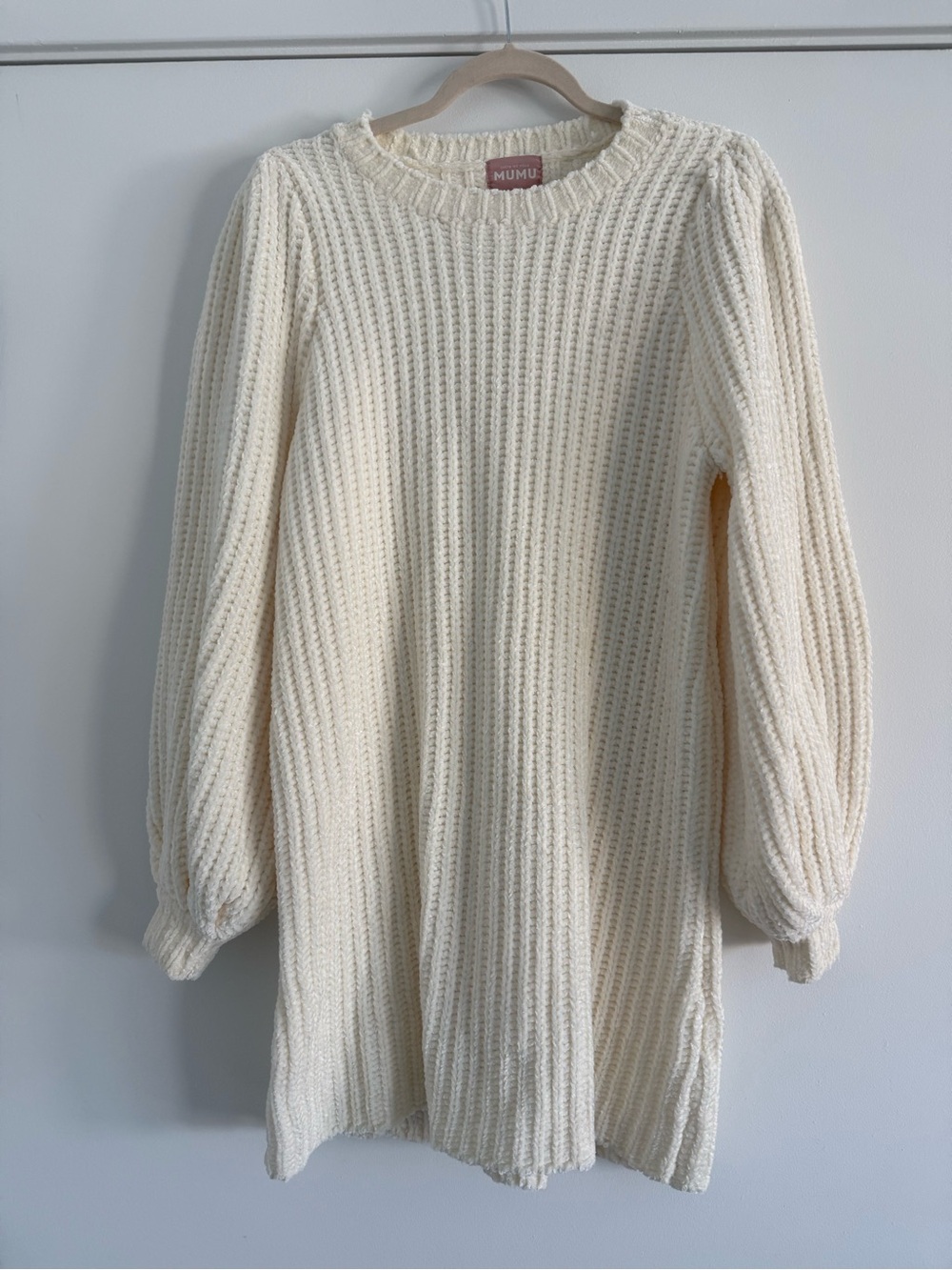 Show Me Your MuMu Cream Ribbed Knit Long-Sleeve Dress